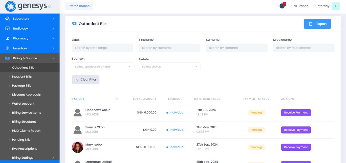 Billing &middot; Outpatient bills